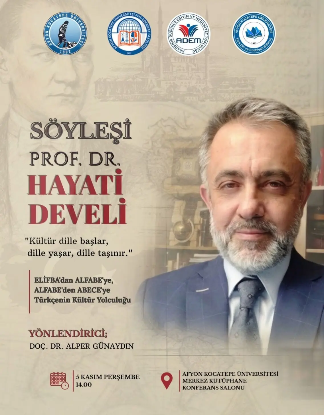 Prof. Dr. Hayati Develi, söyleşi için geliyor