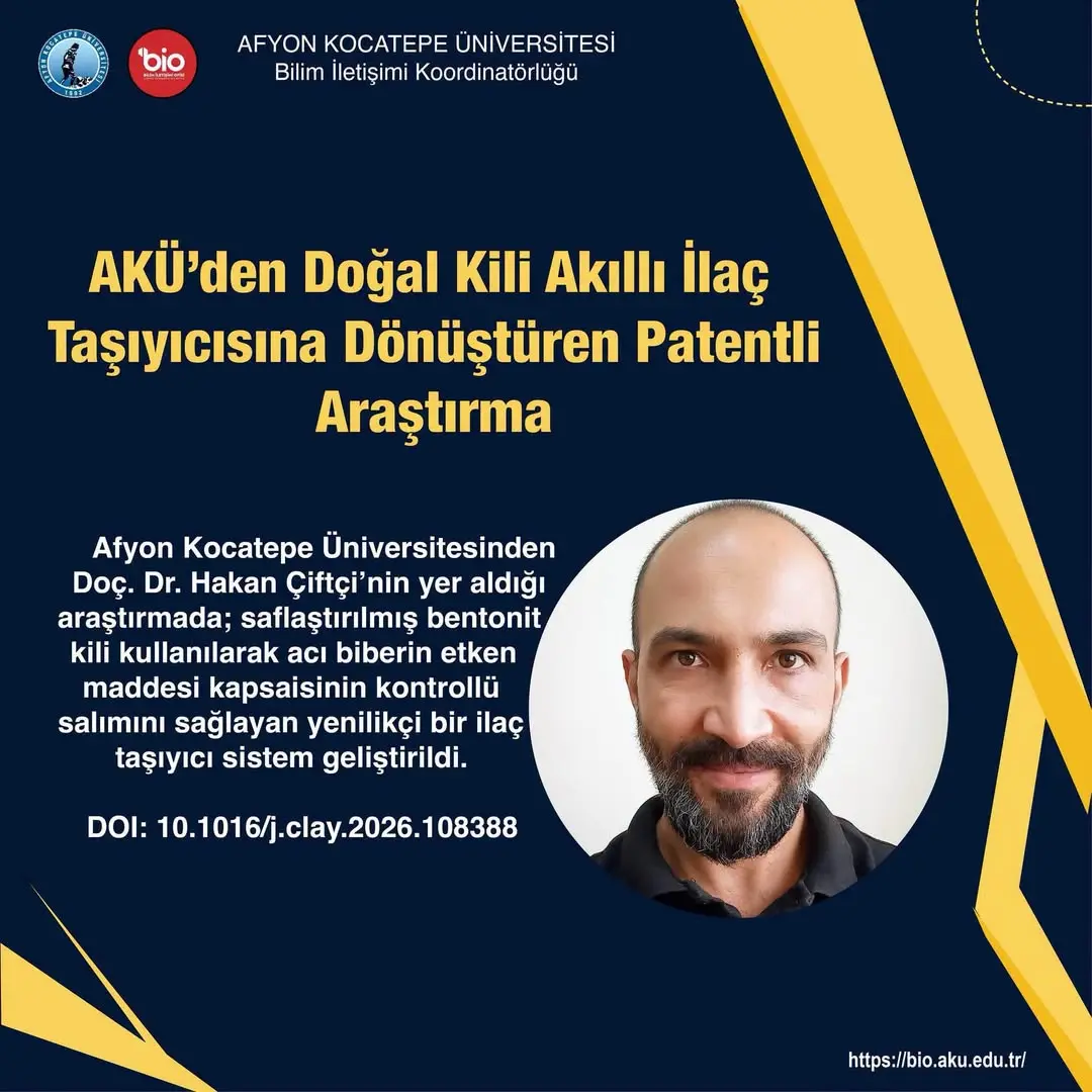 Afyon Kocatepe Üniversitesi'nden Yenilikçi Bir Buluş: Doğal Kil ile Akıllı İlaç Taşıyıcısı Patentlendi