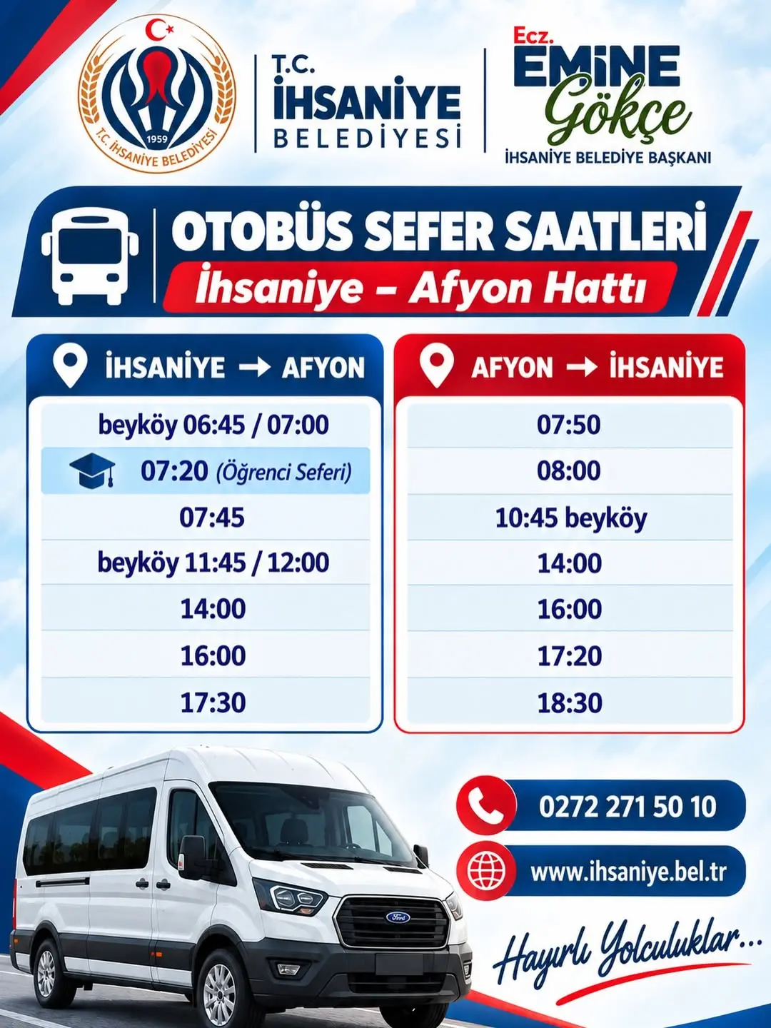 İhsaniye Belediyesi'nden Yeni Otobüs Seferleri