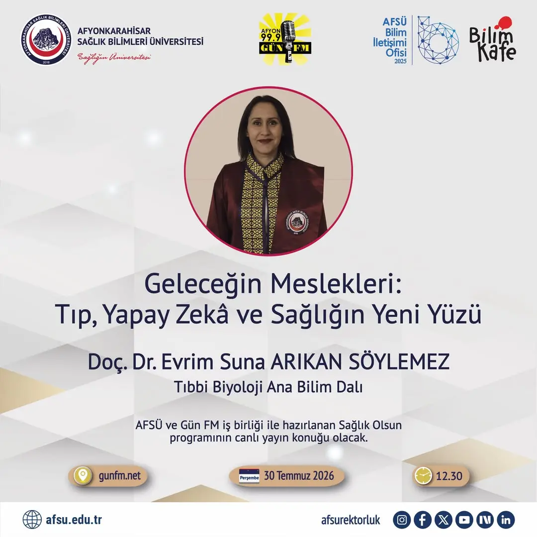 Doç. Dr. Evrim Suna Arıkan Söylemez Afyon Gün FM'de Sağlık Olsun Programına Konuk Olacak