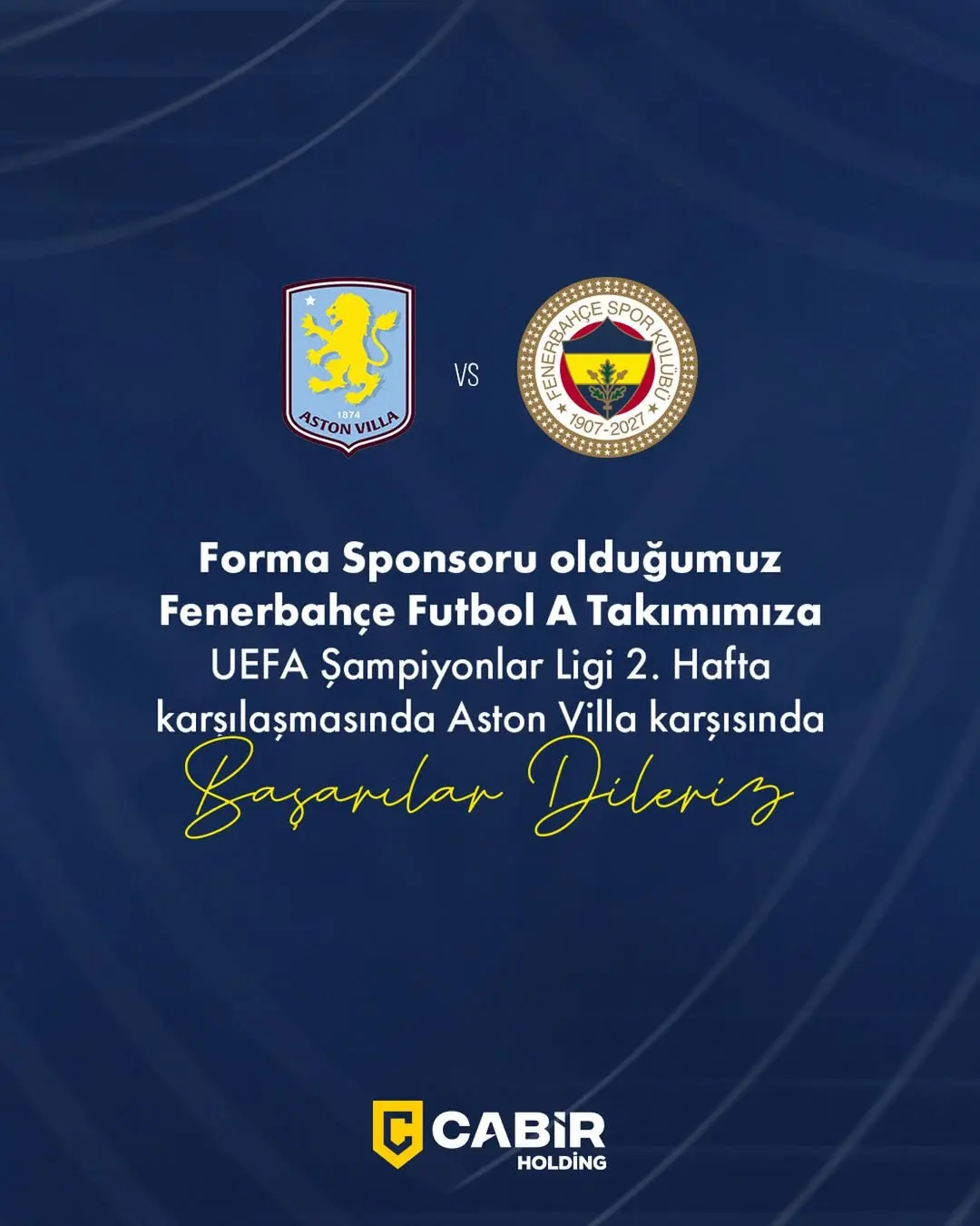 Fenerbahçe Futbol A Takımı Forma Sponsoru Cabir Holding'den Başarı Dileği