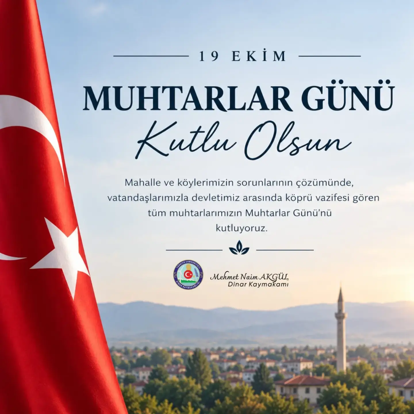 Dinar Kaymakamı'ndan Muhtarlar Günü mesajı