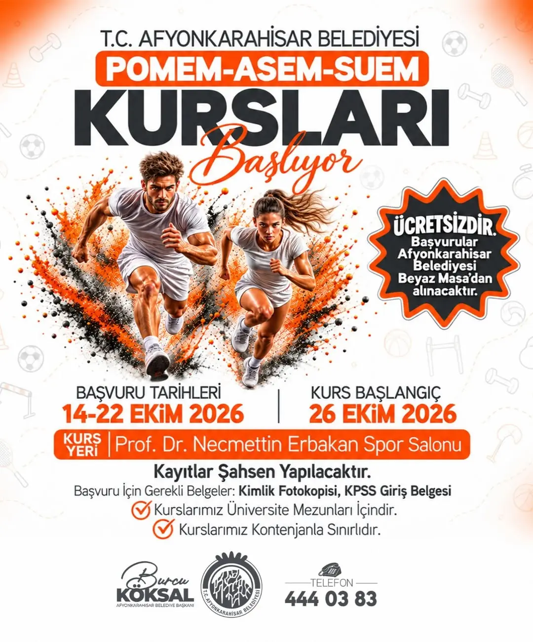 Afyonkarahisar Belediyesi Ücretsiz Hazırlık Kursları Duyurusu