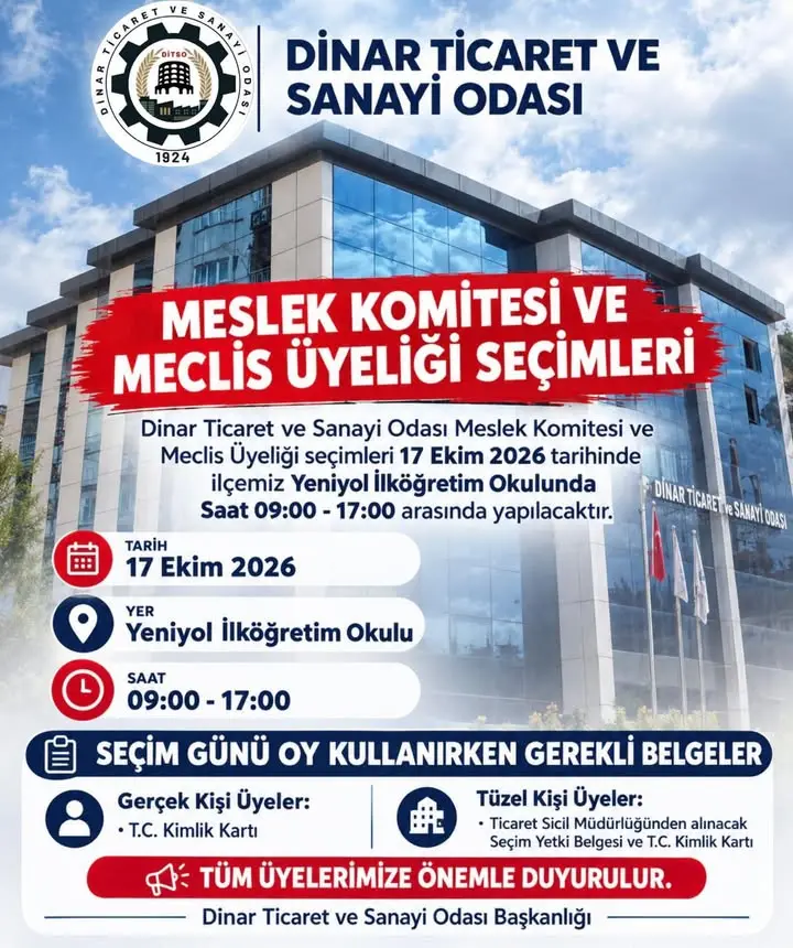 Dinar'da Seçim Tarihi ve Bilgileri Açıklandı