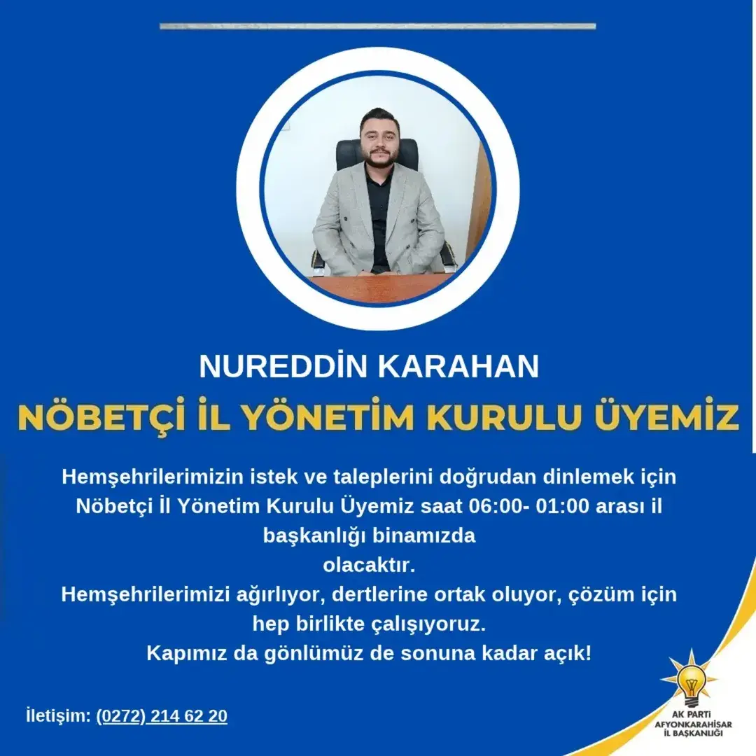 AK Parti Afyonkarahisar İl Başkanlığı'ndan Nureddin Karahan Ziyareti