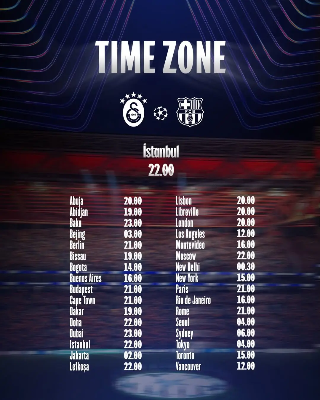 Galatasaray'ın FC Barcelona Maçı İçin Yayın Saatleri