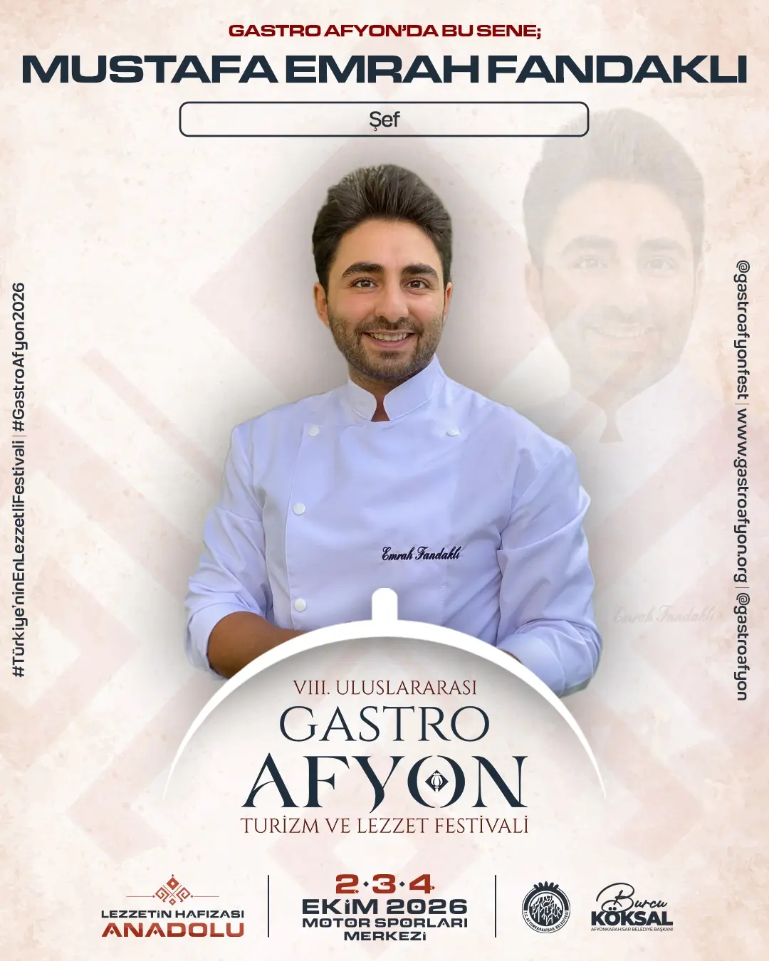 Gastro Afyon Festivali'nde Bu Yıl Şef Mustafa Emrah Fandaklı Yer Alacak