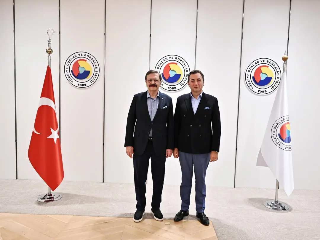 TOBB Başkanı Mustafa Rifat Hisarcıklıoğlu, TOBB Türkiye Fuarcılık Meclisi Başkanı Cihat Alagöz'ü Birliğinde Ağırladı