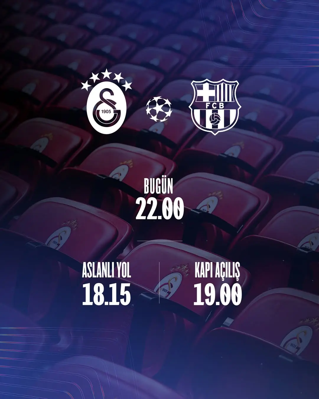 Galatasarayımızın FC Barcelona ile oynayacağı maç için stadyum kapıları açılıyor