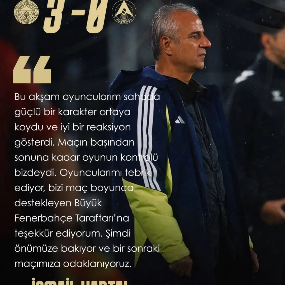 Teknik Direktörümüz İsmail Kartal, C. Alanyaspor maçının ardından açıklamalarda bulundu. ...