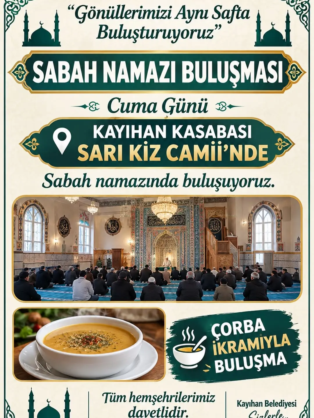 Kayıhan Belediye Başkanı Mustafa Demiray'dan Sabah Namazı Buluşması Daveti