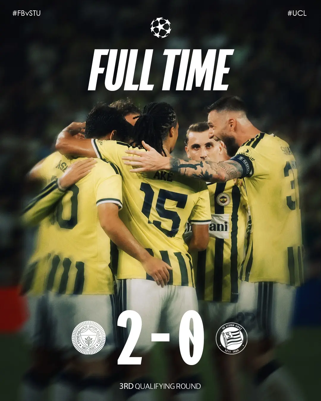Fenerbahçe UEFA Şampiyonlar Ligi'nde 3. Ön Eleme Turu'nda 2-0 Galip Geldi
