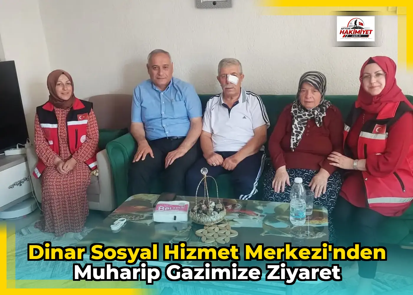 Dinar Sosyal Hizmet Merkezi'nden Muharip Gazimize Ziyaret